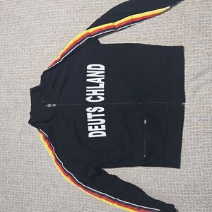 Black Deutschland Track Jacket with Striped Sleeves Women's Size Large